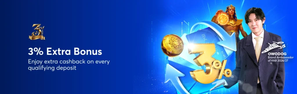 KK8 Anniversary 3% Extra Bonus banner
